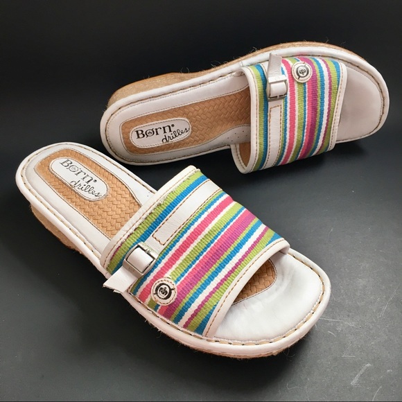 Born Shoes - BORN Like New Leather & Colorful Stripe Sandal.